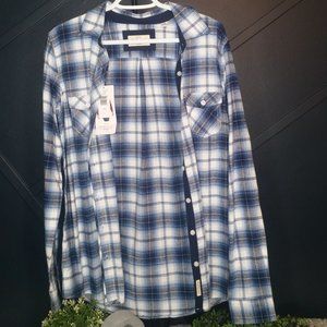 Blue and White plaid button Down